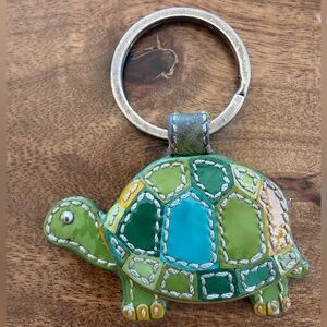 Coach Leather Turtle Keychain